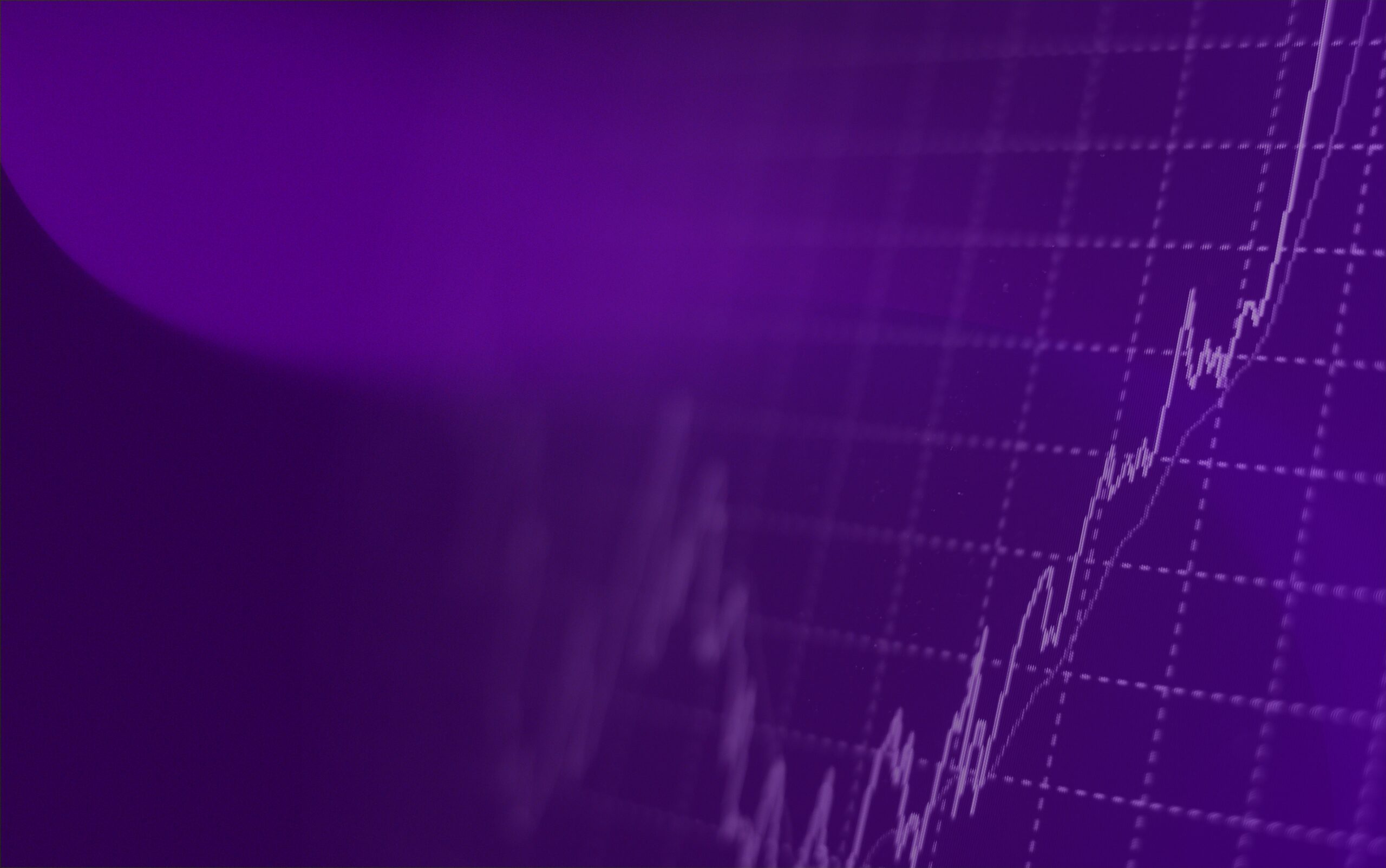Gráfico financiero ascendente sobre fondo púrpura. Fondo del hero de la web